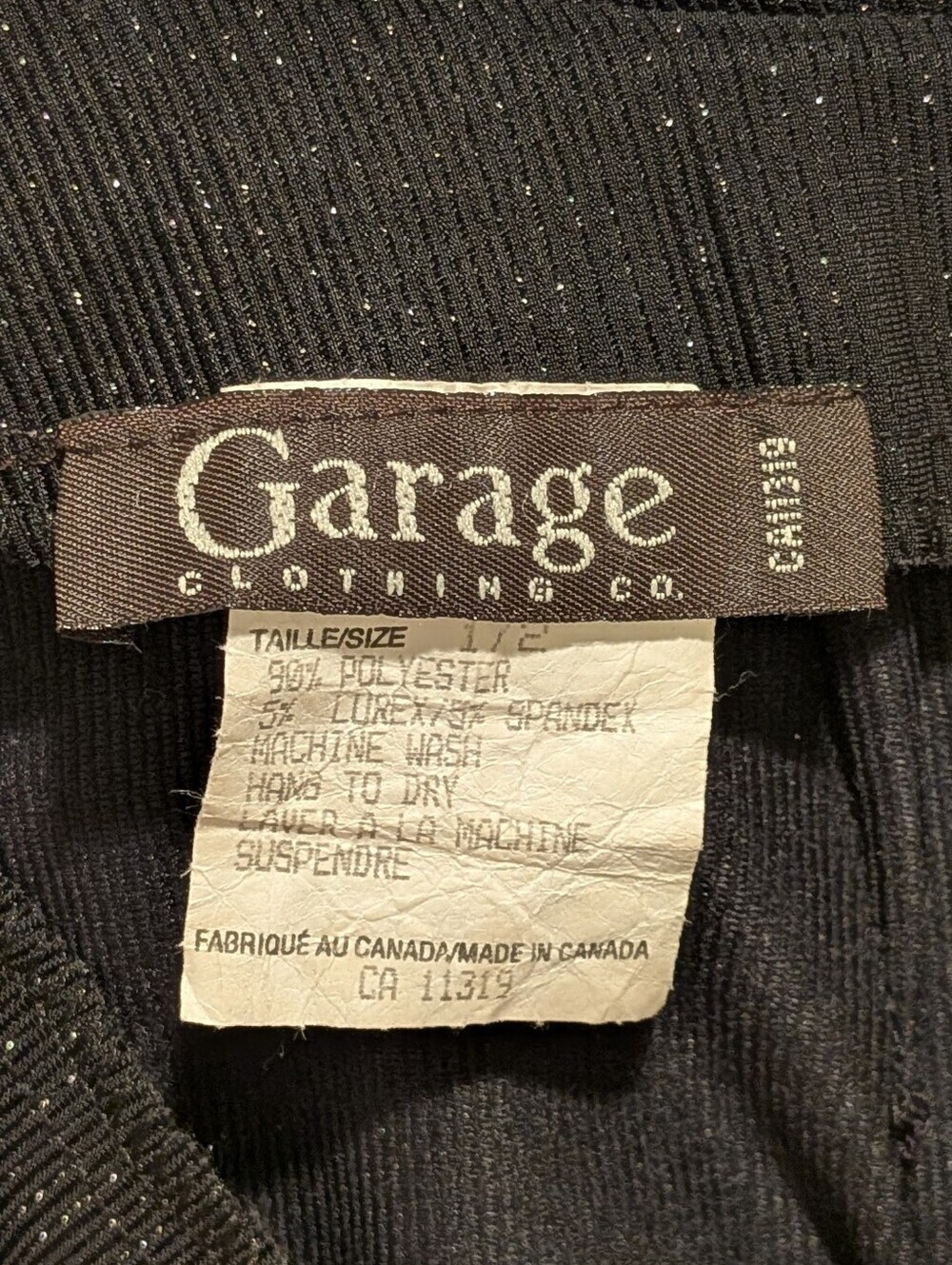3/$30 EUC 90s Garage 1/2 Black Rib Knit Mini Skirt with Gold Metallic Threads - Picture 3 of 4